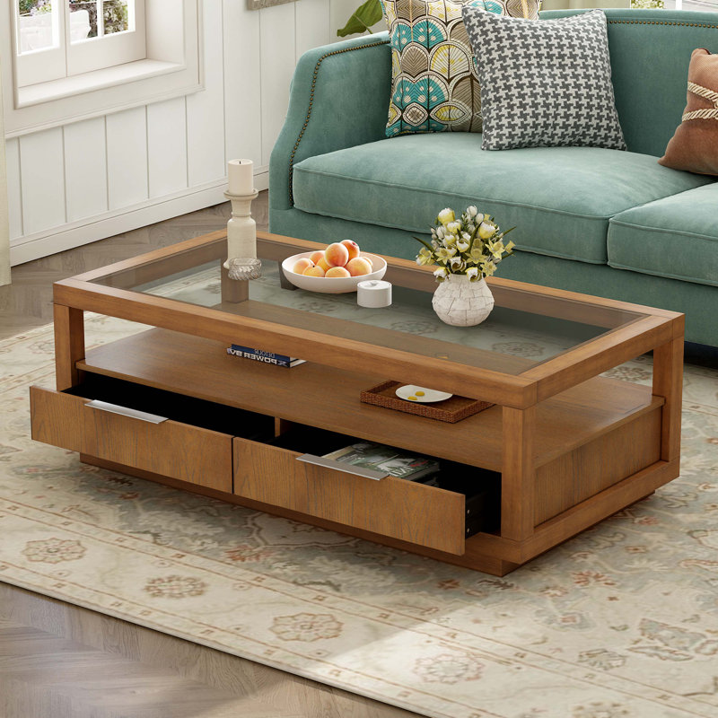Glass display coffee table discount